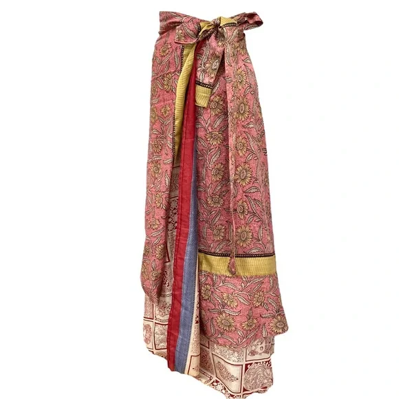 EARTHBOUND Bohemian Mixed Media Reversible Wrap Maxi Skirt - Picture 4 of 12